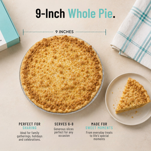 9-inch Apple Pie serving size guide showing 6 to 8 servings