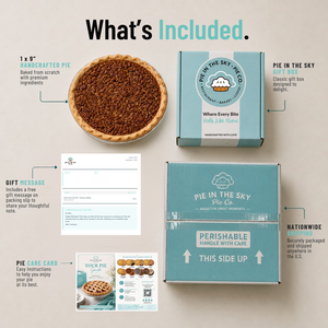 best pecan pie delivery including a 9-inch handcrafted pie, gift box, gift message, care card and nationwide shipping